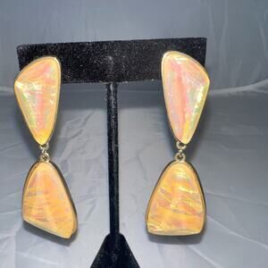 Gold Iridescent Stone Earrings